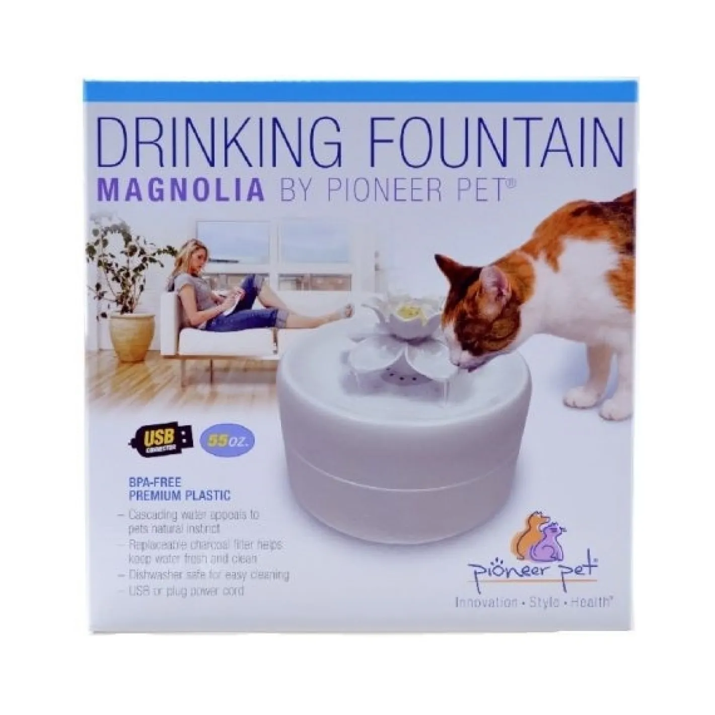 Pioneer Pet Magnolia Petal Fresh Water Pet Drinking Fountain 1.6 Litres Fashion