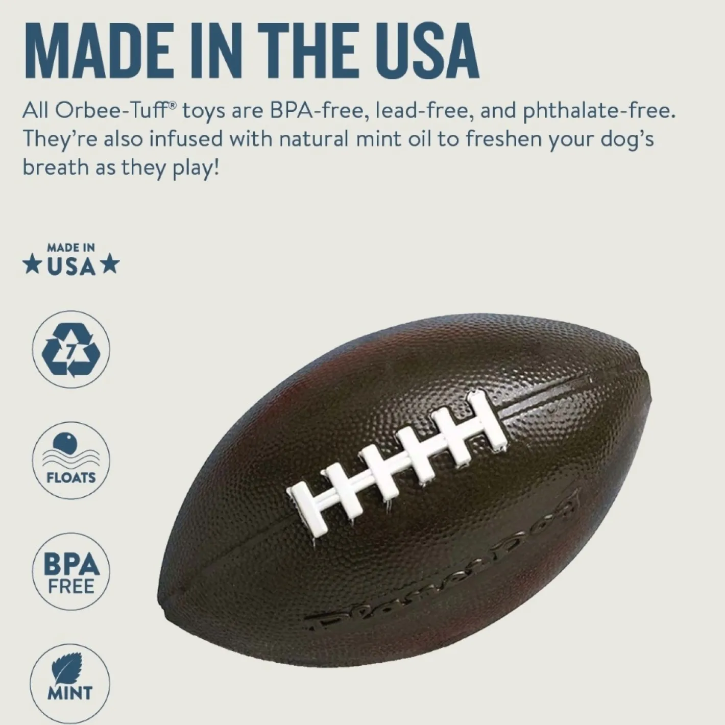 Planet Dog Durable Treat Dispensing & Fetch Dog Toy - Football Clearance