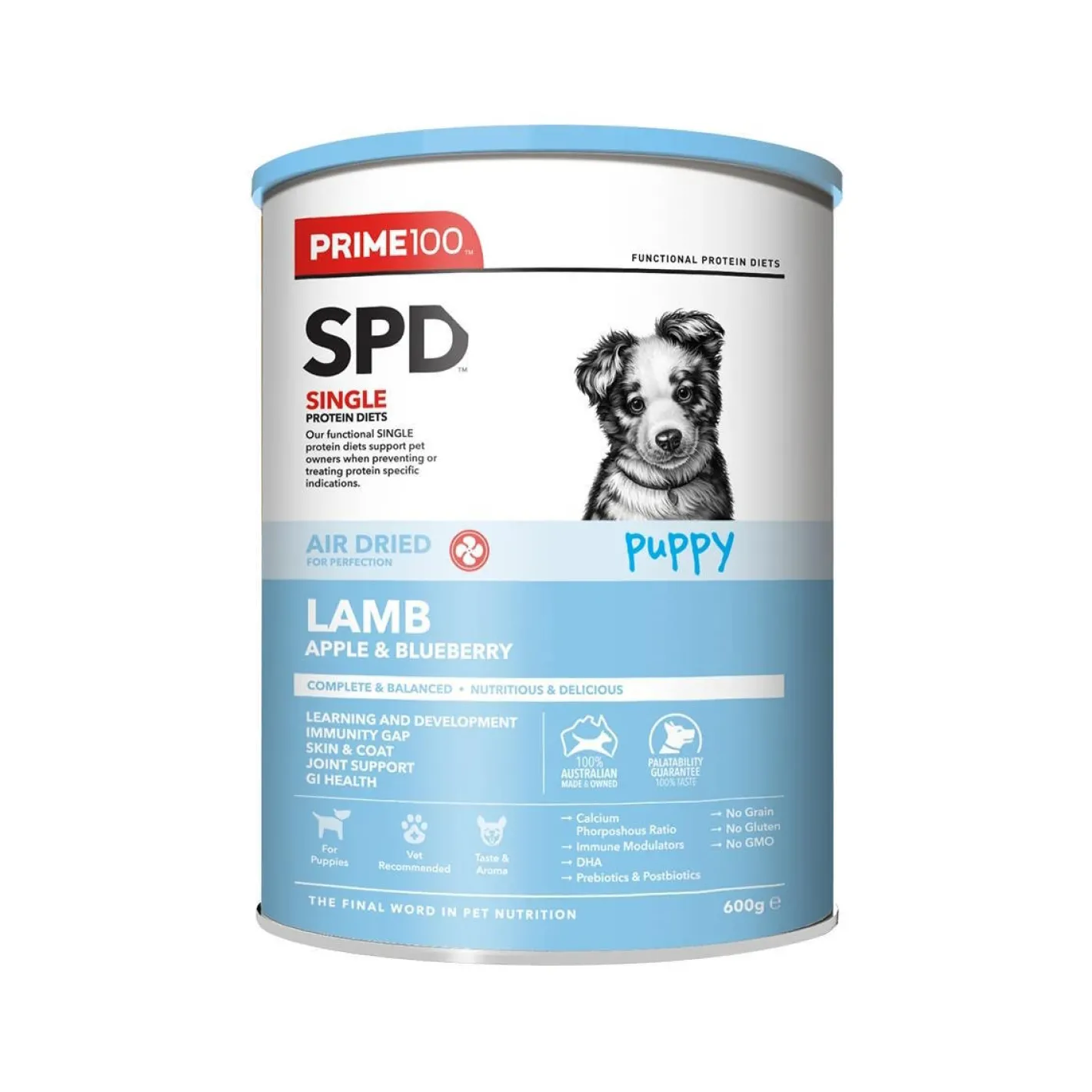 Prime100 Prime SPD Air Dried Dog Food Single Protein Puppy Lamb Apple & Blueberry Best