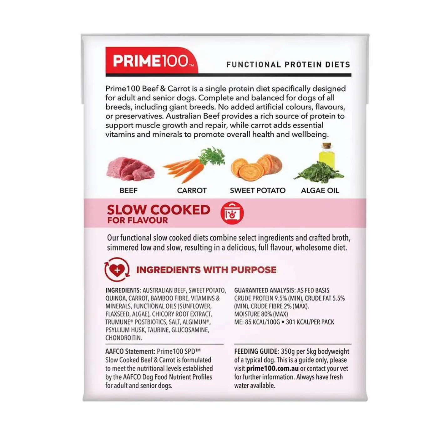 Prime100 SPD Slow Cooked Dog Food Single Protein Beef & Carrot 12 x 354g Discount