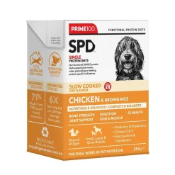Prime100 SPD Slow Cooked Dog Food Single Protein Chicken & Brown Rice 12 x 354g Clearance
