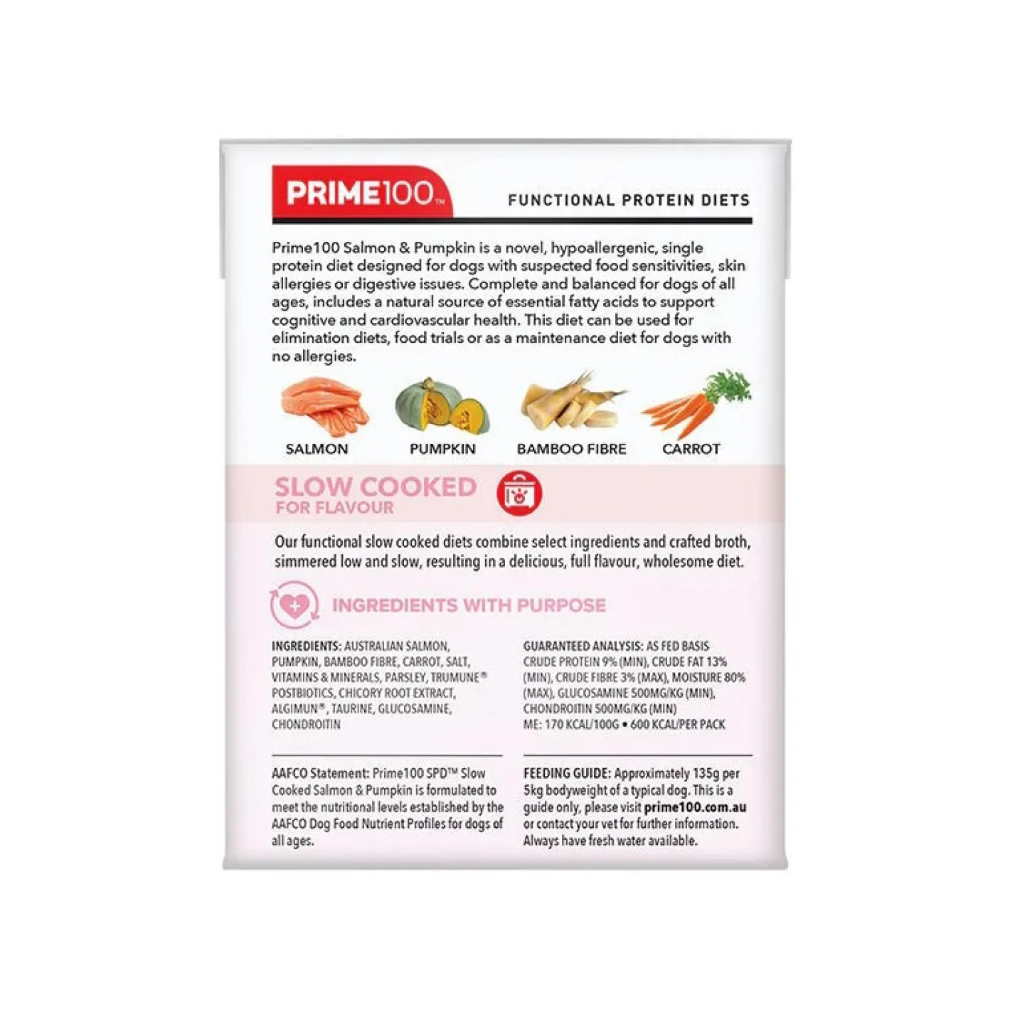 Prime100 SPD Slow Cooked Dog Food Single Protein Salmon & Pumpkin 12 x 354g Outlet