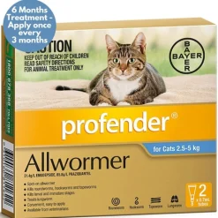 Profender Spot-on Intestinal Allwormer for Cats 2.5kg to 5kg - Blue 2-Pack Best