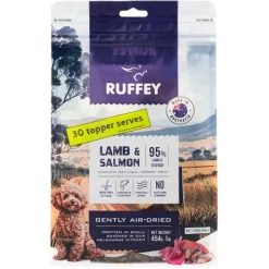 Ruffey Air-Dried Australian Dog Food & Meal Topper - Lamb & Salmon 454g - Natural, Healthy Food for Dogs New