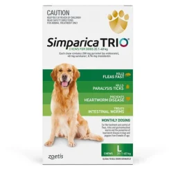 Simparica Trio Flea, Tick & Heartworm Chew for Large Dogs 20.1-40kg Clearance
