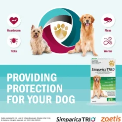 Simparica Trio Flea, Tick & Heartworm Chew for Large Dogs 20.1-40kg Clearance