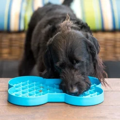 Lickimat SloDog No Gulp Bone-Shaped Slow Food Bowl for Dogs New