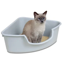 SmartCat Corner Cat Litter Box with Tall SIdes - Gray Clearance