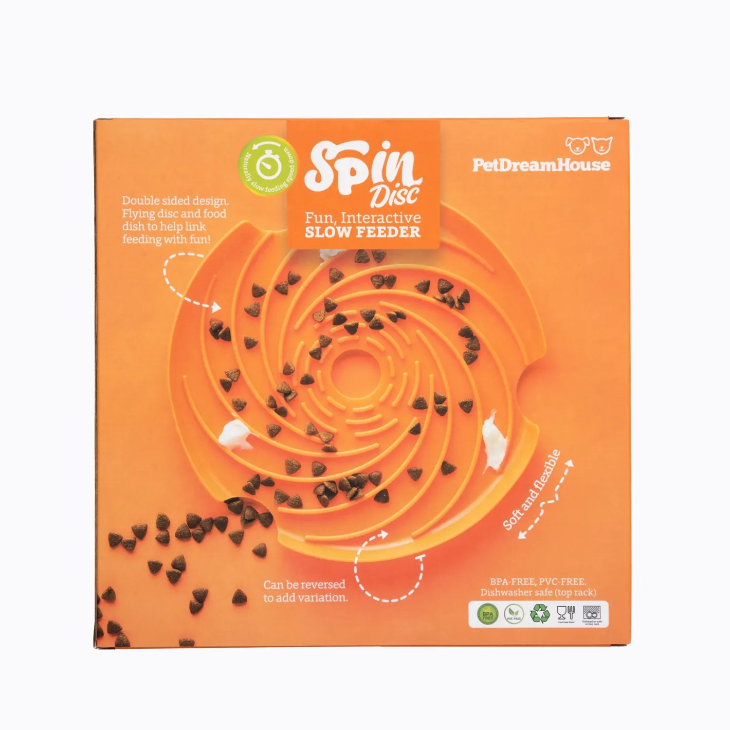 Pet DreamHouse SPIN Interactive 2-in-1 Slow Feeder Lick Pad & Frisbee for Dogs Clearance