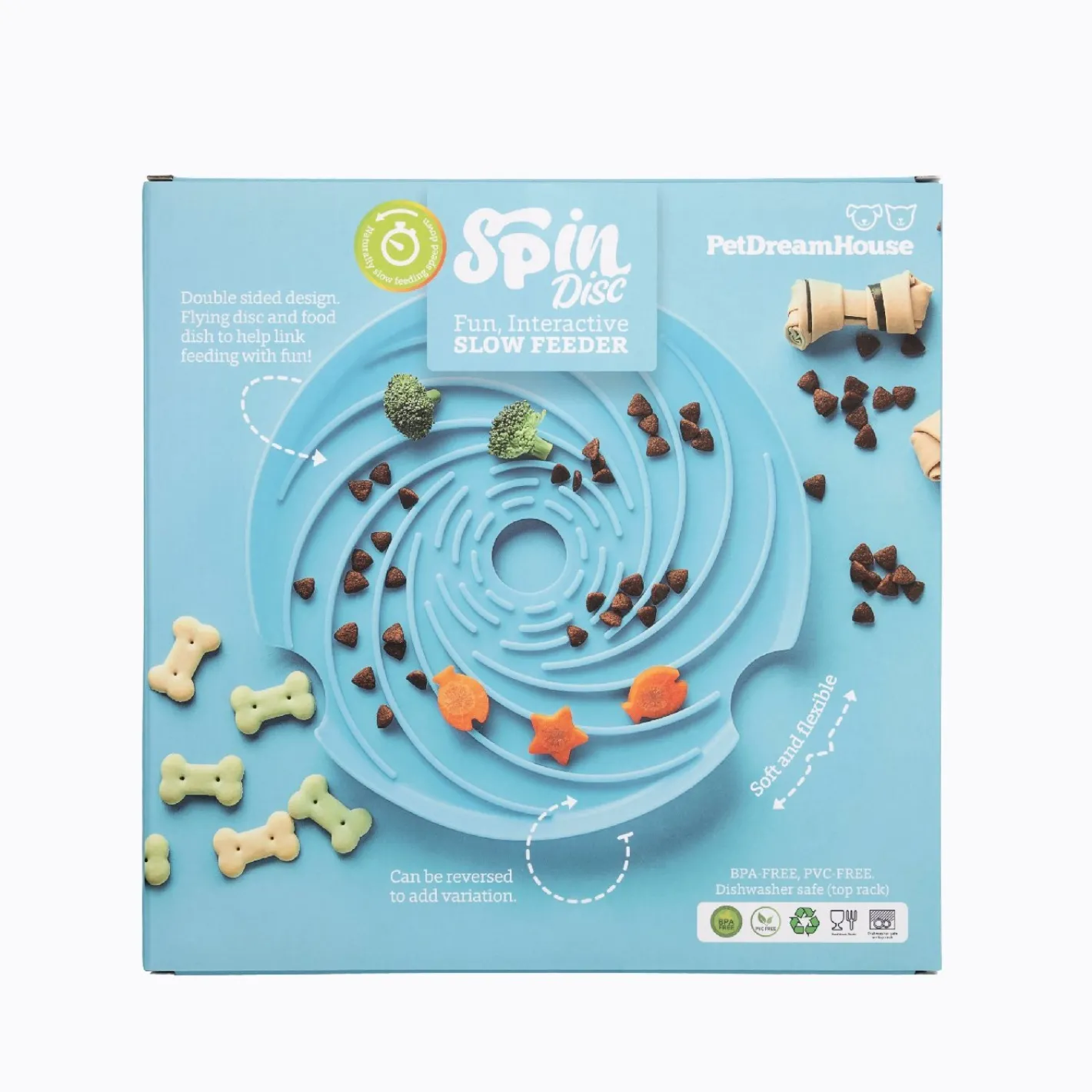 Pet DreamHouse SPIN Interactive 2-in-1 Slow Feeder Lick Pad & Frisbee for Dogs Clearance