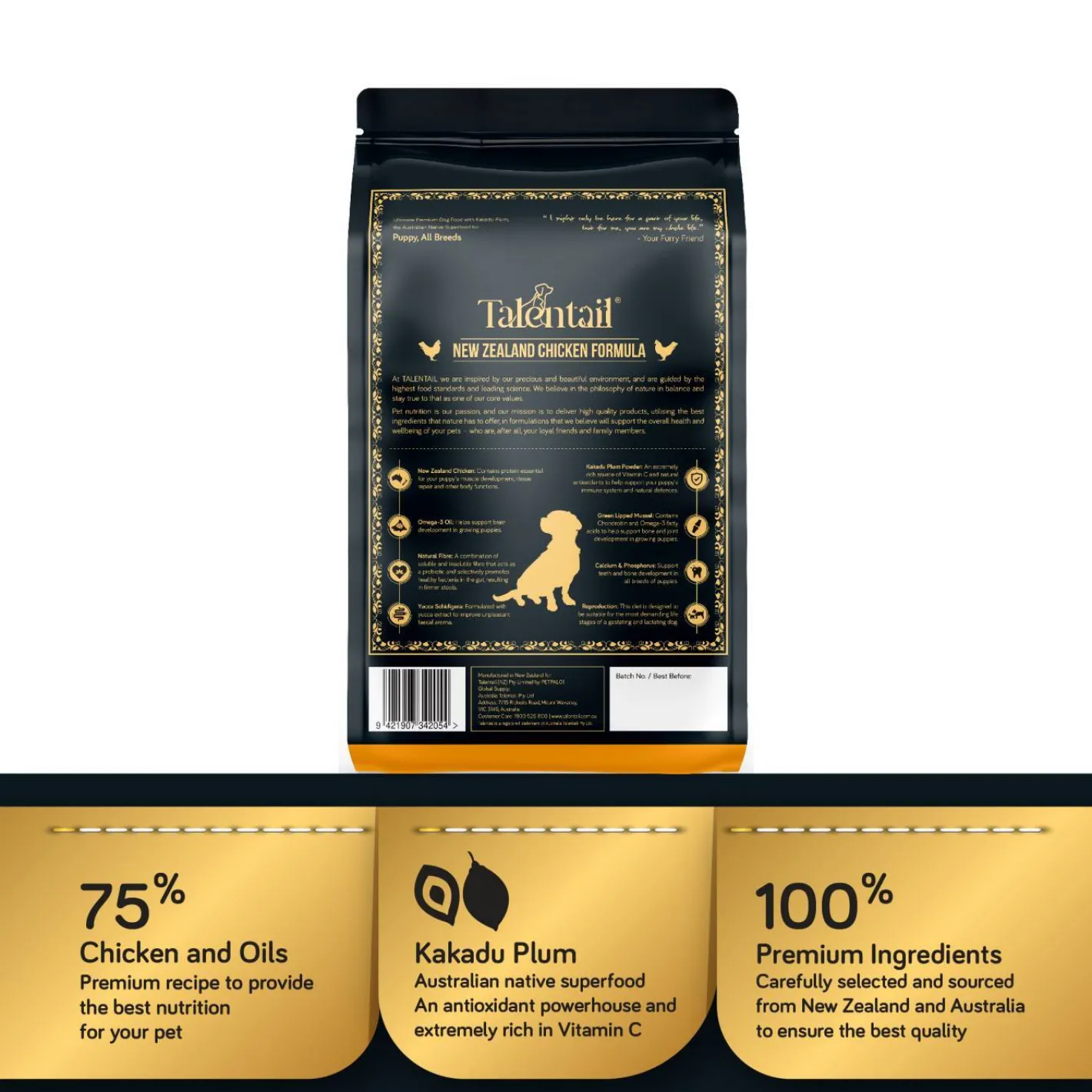 Talentail Ultimate NZ Chicken with Kakadu Plum Puppy Food 1.8kg Sale