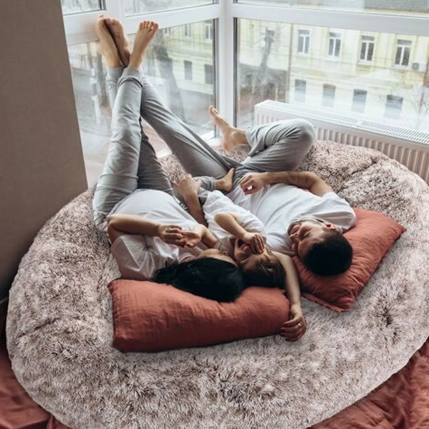 iDS The Nap Nest Bed Super Snuggler Fluffy Calming Bed - Brown Best