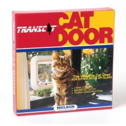 Transcat Pet Door Cat Flap for Doors, Walls & Glass - White - 4 Way Lock New