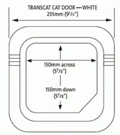 Transcat Pet Door Cat Flap for Doors, Walls & Glass - White - 4 Way Lock New