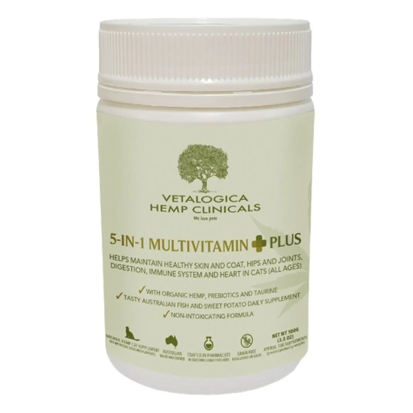 Vetalogica Hemp Clinicals 5-In-1 Multivitamin Plus Cat Supplement 100g Online