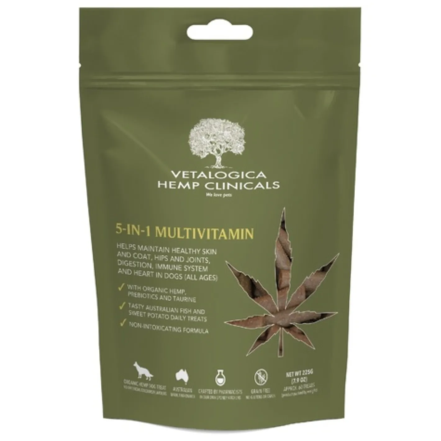 Vetalogica Hemp Clinicals 5-In-1 Multivitamin Dog Treats 225g Fashion