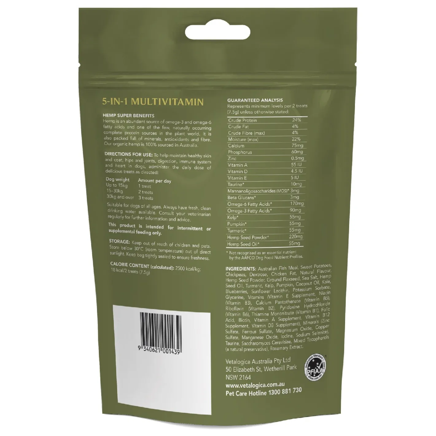 Vetalogica Hemp Clinicals 5-In-1 Multivitamin Dog Treats 225g Fashion