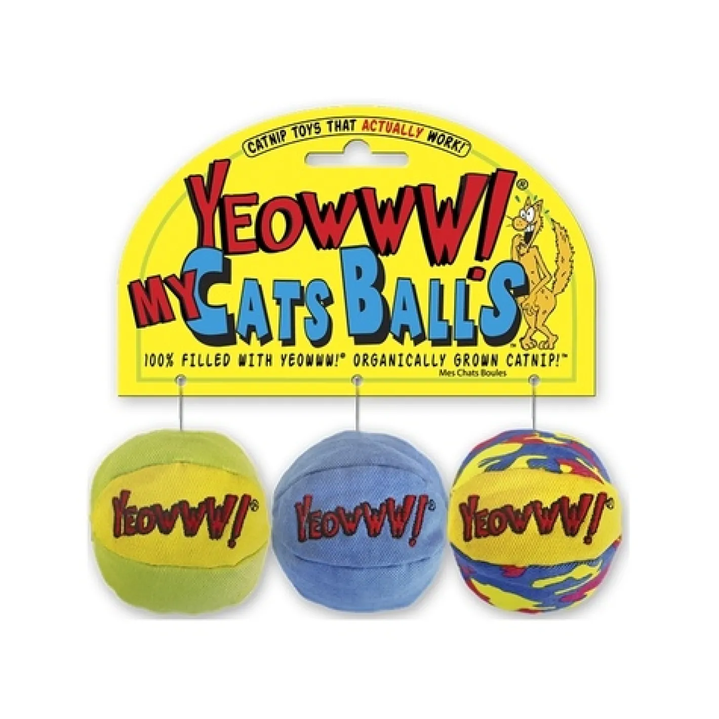 Yeowww ! Cat Toys with Pure American Catnip - My Cat's Balls 3-Pack New