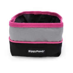 Zippy Paws Adventure Bowl On-the-Go Food & Water Bowl in Teal or Pink Trim Best
