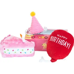 Zippy Paws Birthday Box Plush Squeaker Dog Toys - 3 Toys in Pink Sale