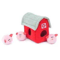 Zippy Paws Burrow Bubble Babiez Interactive Squeaker Dog Toy - Pig Barn Hot