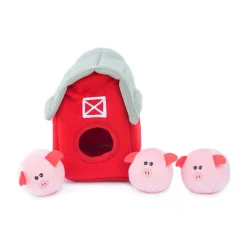 Zippy Paws Burrow Bubble Babiez Interactive Squeaker Dog Toy - Pig Barn Hot