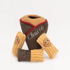 Zippy Paws Burrow Interactive Dog Toy - Churros with 3 Squeaker Toys Sale