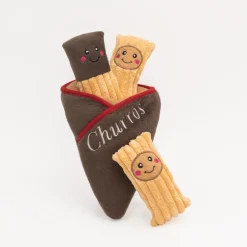Zippy Paws Burrow Interactive Dog Toy - Churros with 3 Squeaker Toys Sale