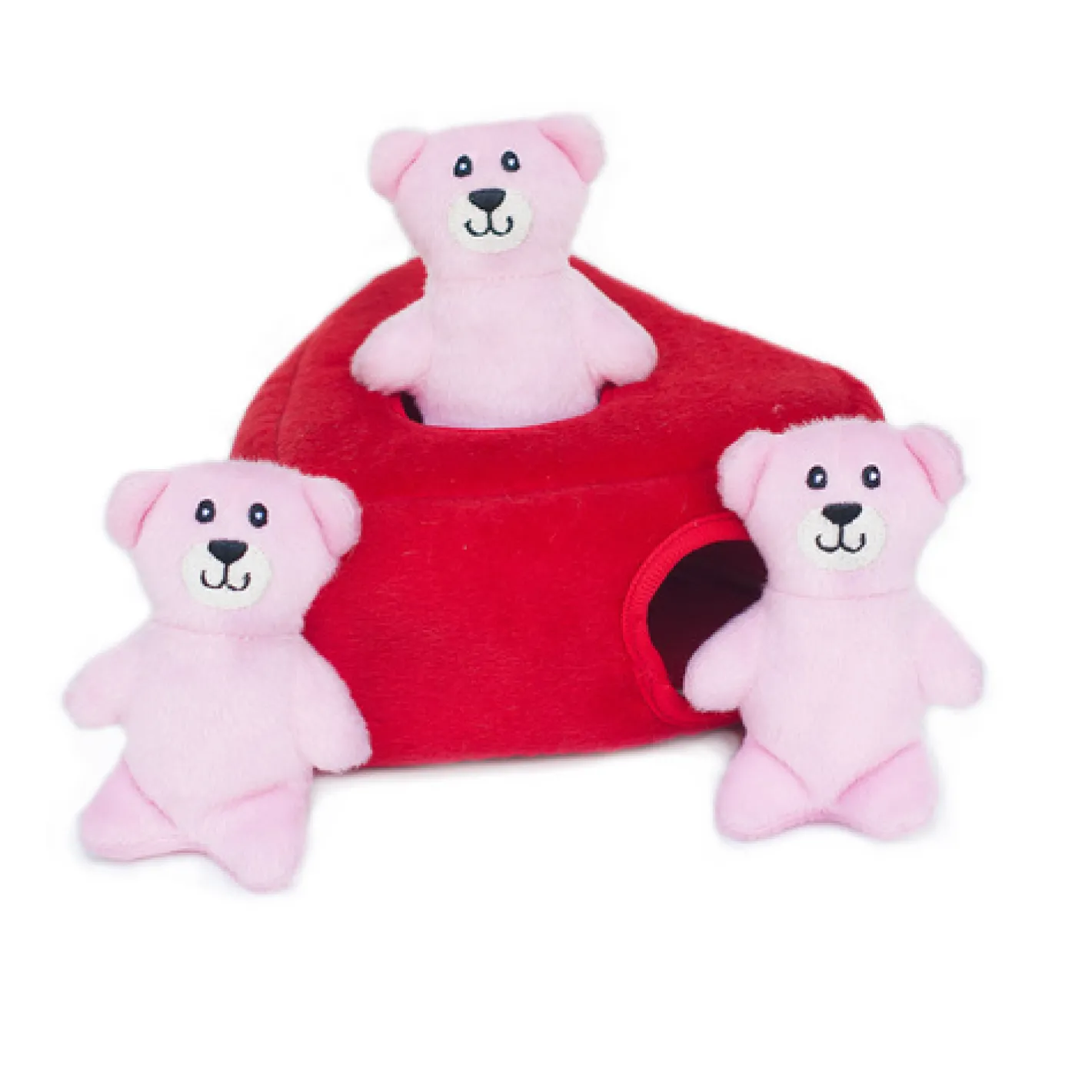 Zippy Paws Burrow Interactive Dog Toy - Heart 'n Bears with 3 Squeaky Bears New