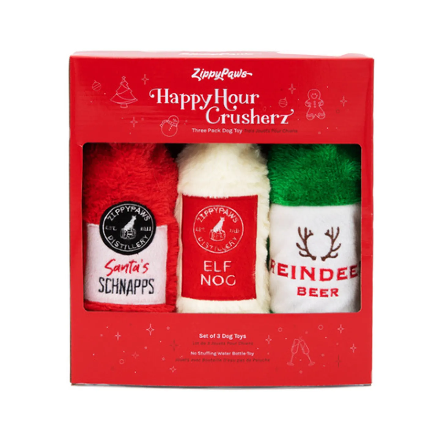 Zippy Paws Christmas Happy Hour Crusherz Squeaker Dog Toy - Christmas 3-Pack Outlet