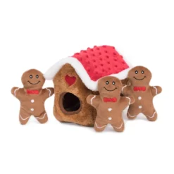 Zippy Paws Christmas Holiday Burrow Dog Toy - Gingerbread House Clearance
