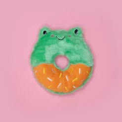 Zippy Paws Donutz Buddy Plush Squeaker Dog Toy - Frog Hot
