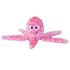 Zippy Paws Floppy Jelly Pink Octopus Squeaker Plush Dog Toy New