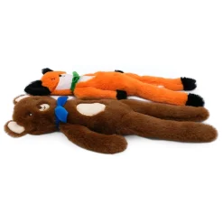 Zippy Paws Fluffy Peltz Plush Squeaker Dog Toy - Bear & Fox 2-Pack Clearance