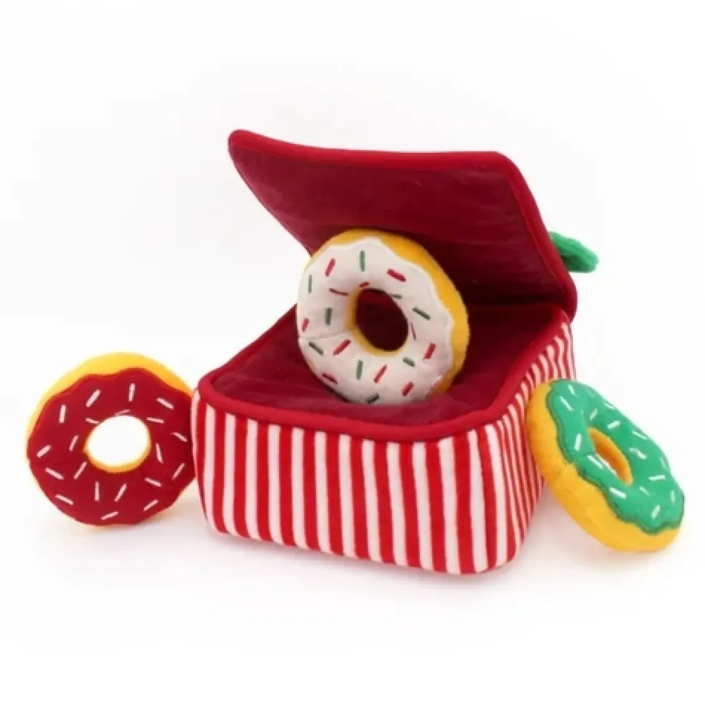 Zippy Paws Holiday Burrow Dog Toy - Christmas Donutz Box + 3 Squeaker Toys Discount