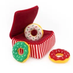 Zippy Paws Holiday Burrow Dog Toy - Christmas Donutz Box + 3 Squeaker Toys Discount