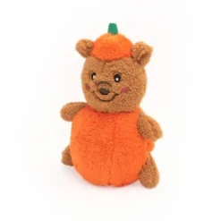 Zippy Paws Holiday Cheeky Chumz Plush Dog Toy - Halloween Pumpkin Bear Hot