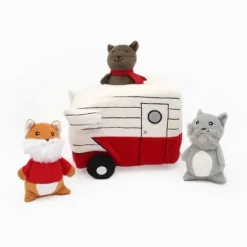 Zippy Paws Interactive Burrow Dog Toy - Retro Camper Sale