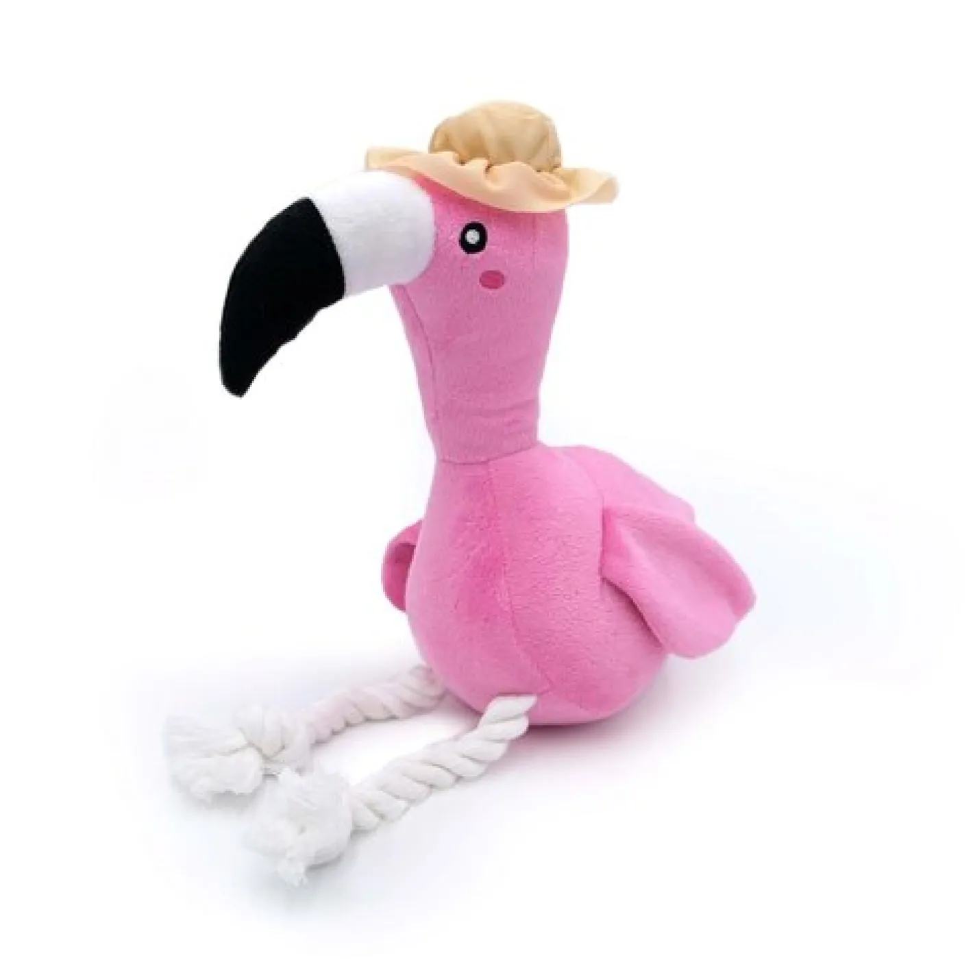 Zippy Paws Playful Pal Plush Squeaker Rope Dog Toy - Freya the Flamingo New