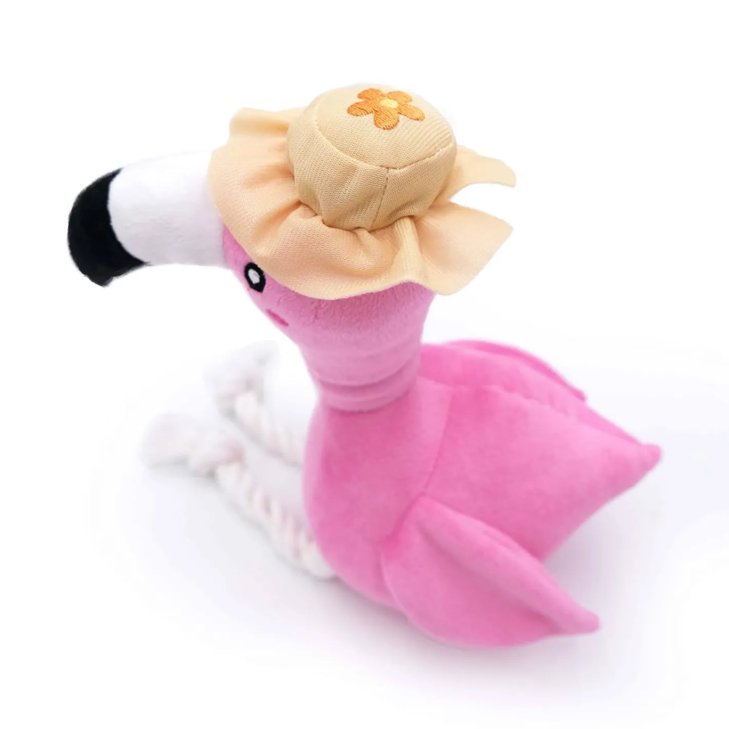 Zippy Paws Playful Pal Plush Squeaker Rope Dog Toy - Freya the Flamingo New