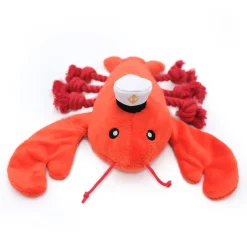 Zippy Paws Playful Pal Plush Squeaker Rope Dog Toy - Luca the Lobster Outlet