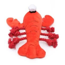 Zippy Paws Playful Pal Plush Squeaker Rope Dog Toy - Luca the Lobster Outlet