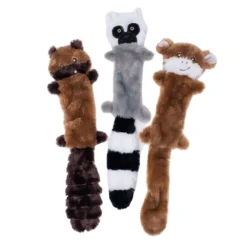 Zippy Paws Skinny Peltz No Stuffing Squeaker Dog Toy-  Chipmunk, Lemur & Monkey 3-Pack Discount