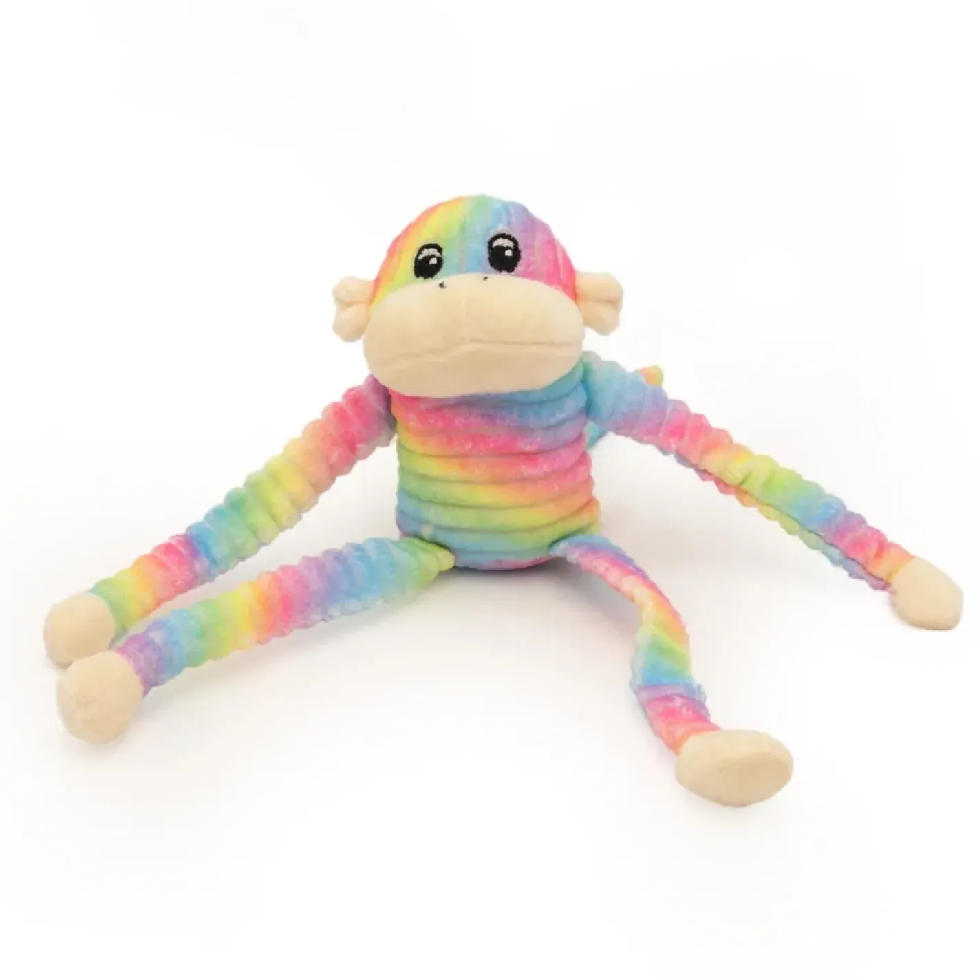 Zippy Paws Spencer the Crinkle Monkey Dog Toys - 2-Pack Small Rainbow & Blue Best