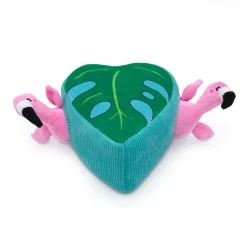 Zippy Paws Zippy Burrow Interactive Dog Toy - 3 Flamingos in Monstera Leaf New