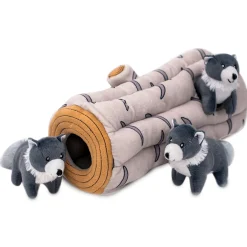 Zippy Paws Zippy Burrow Interactive Dog Toy - Log + 3 Wolves Fashion