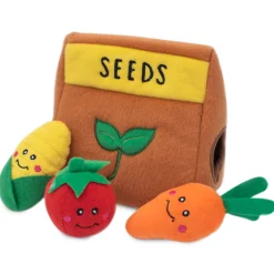 Zippy Paws Zippy Burrow Interactive Dog Toy - Seed Packet + 3 Veggies Clearance