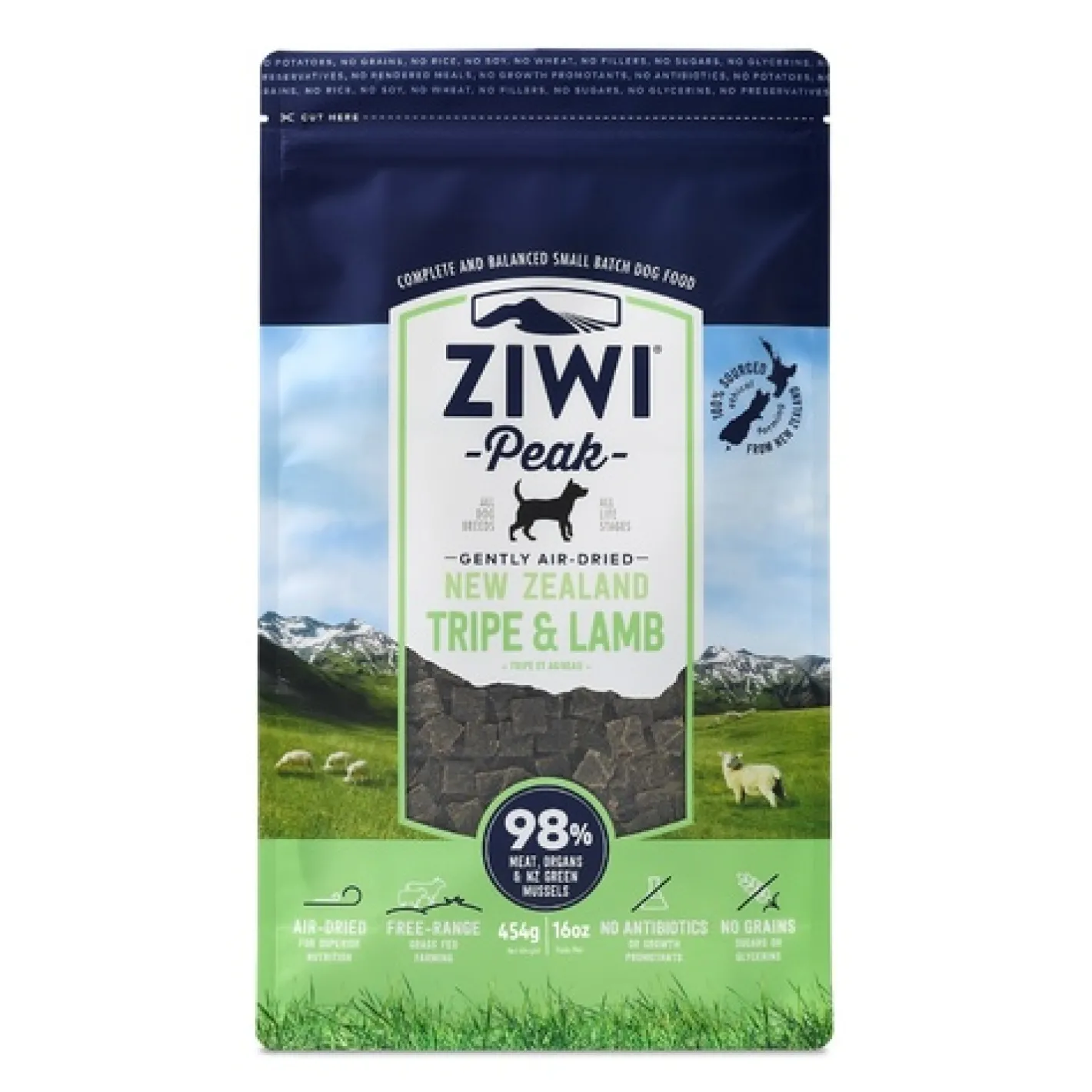 Ziwi Peak Air Dried Grain Free Dog Food 454g Pouch - Tripe & Lamb Discount