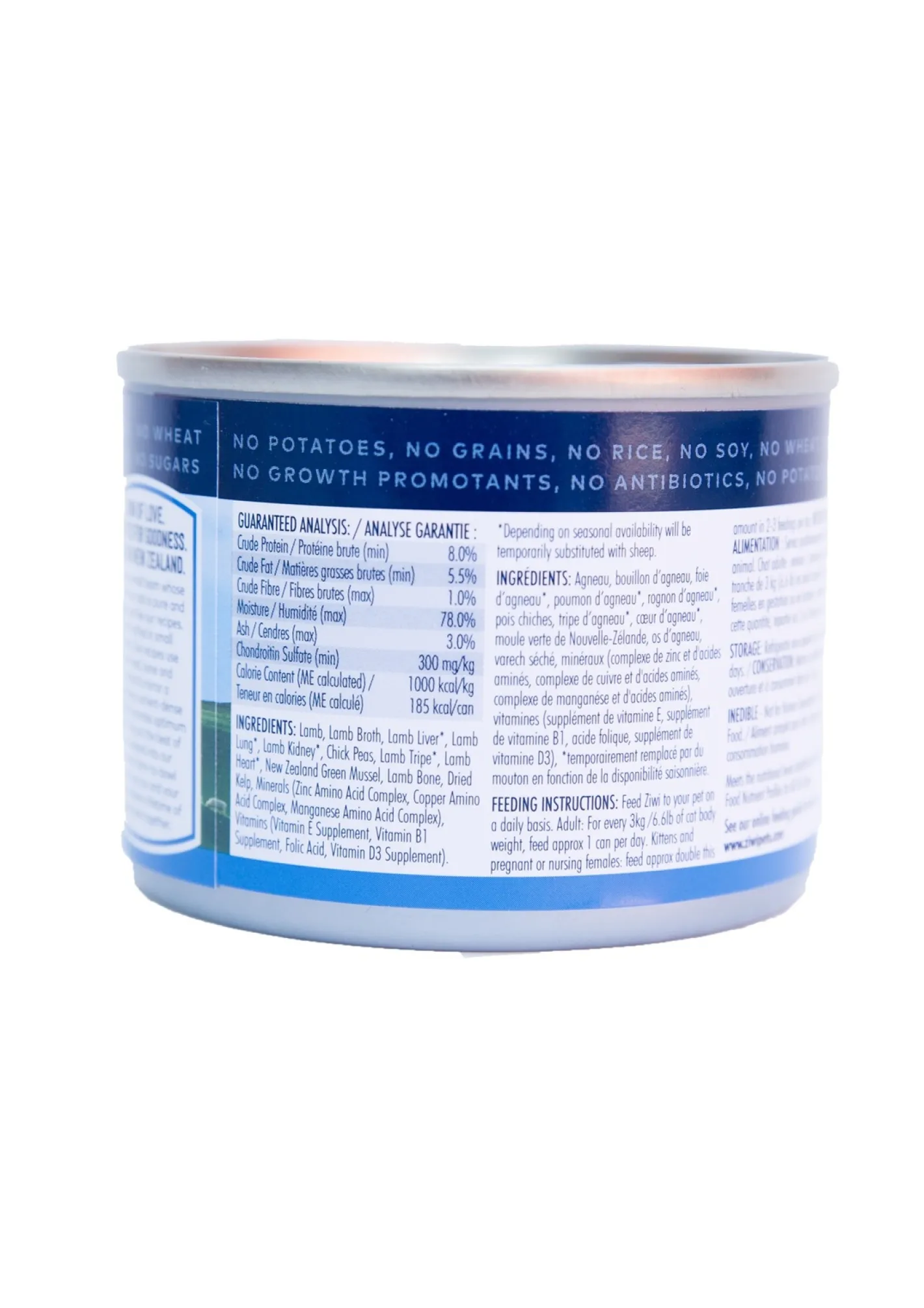 Ziwi Peak Moist Grain Free Cat Food - Free Range New Zealand Lamb -185g x 12 Cans Fashion