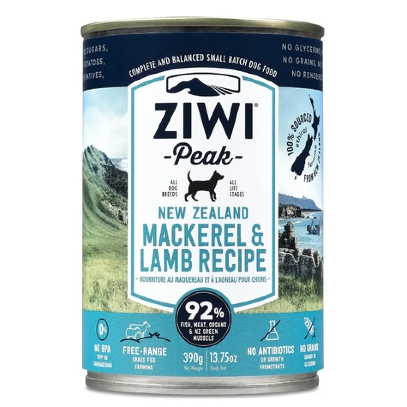Ziwi Peak Moist Grain Free Dog Food - Mackerel & Lamb - 390g x 12 Cans Discount